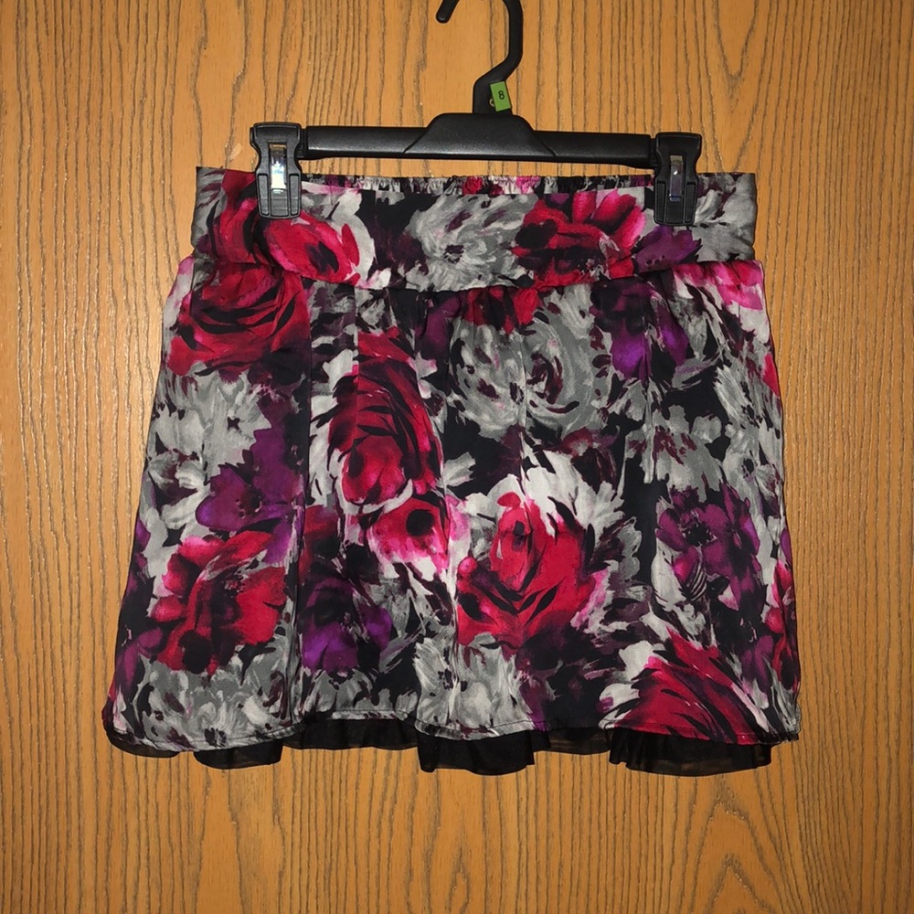 Red and purple floral skirt